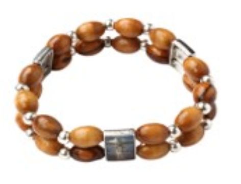 Double Olive Wood Bracelet with Icons