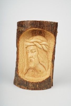 Head of Christ Carved in Olive Wood
