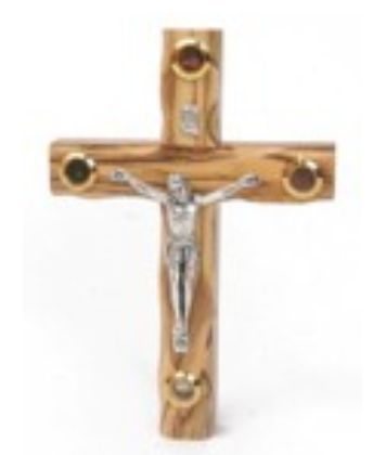 12cm Latin Cross with Crucifix and 4 glasses