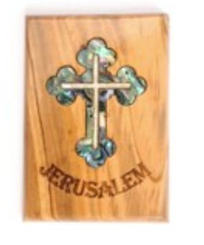 Olive Wood Mother of Pearl Cross magnet