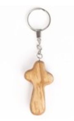 Olive Wood Smooth Edge Cross key chain