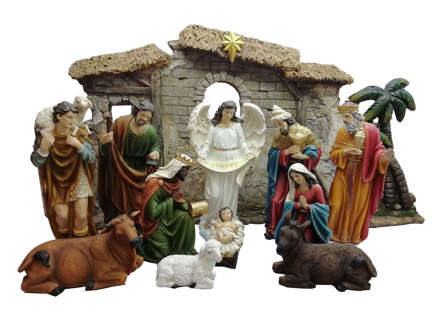 Nativity Set and Stable Resin 11 pces - 300mm