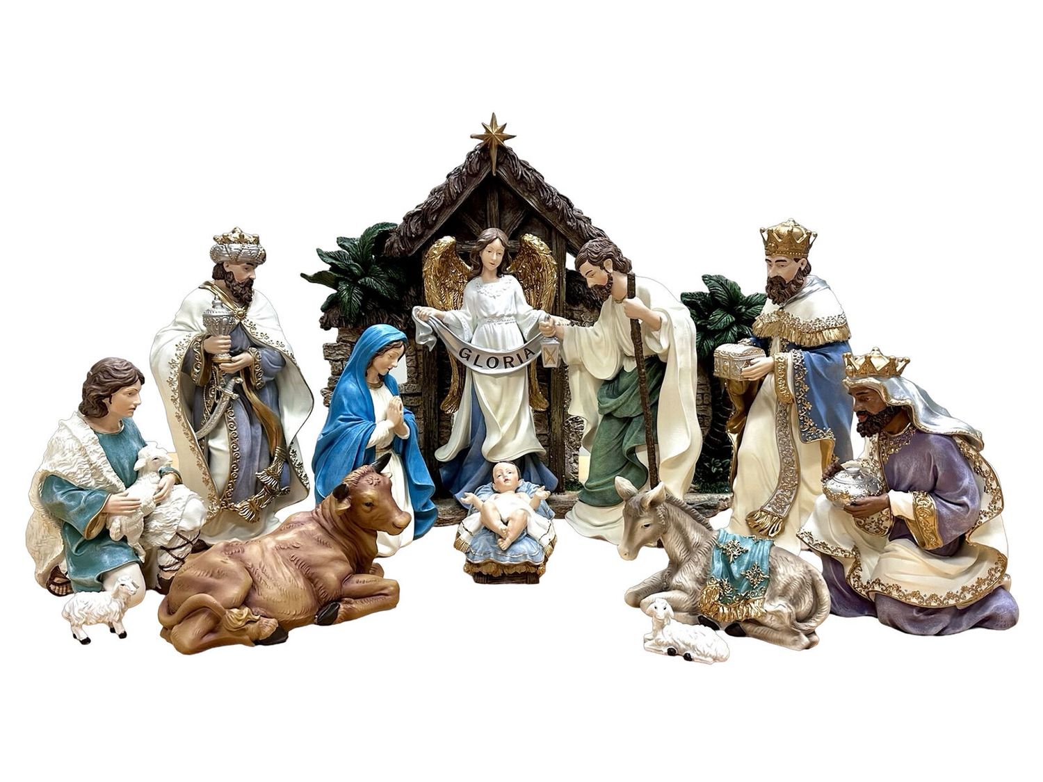 Nativity Set and Stable Resin 11 pces - 350mm