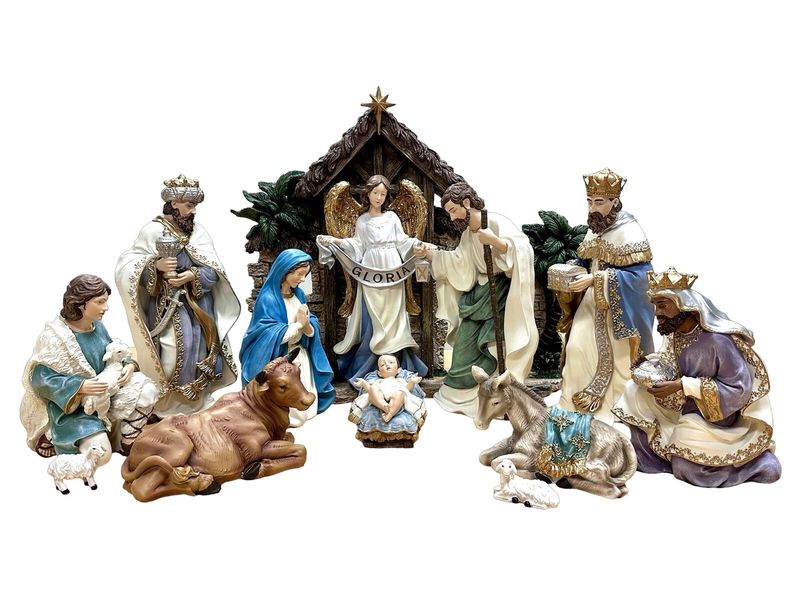 Nativity Set and Stable Resin 11 pces - 350mm