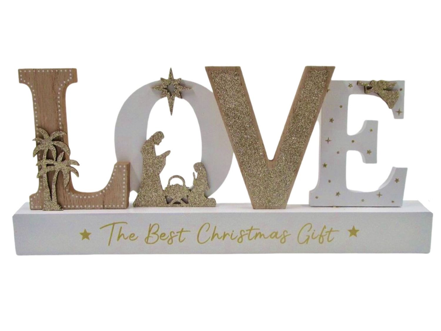 Wooden Love Nativity Scene