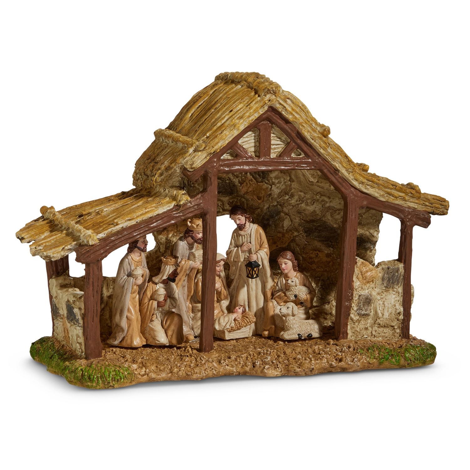 RAZ Holly &amp; Pine - 18cm/7&quot; Nativity In Stable
