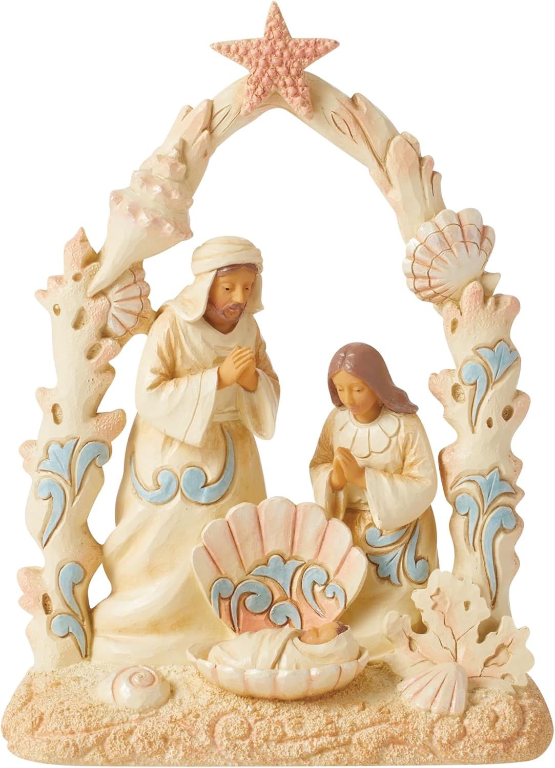 Jim Shore Heartwood Creek Coastal Holy Season Nativity Figurine, 7.24 Inch, Multicolor