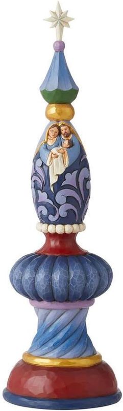 Jim Shore Heartwood Creek Holy Family Nativity Finial Figurine, 11.3 Inch, Multicolor