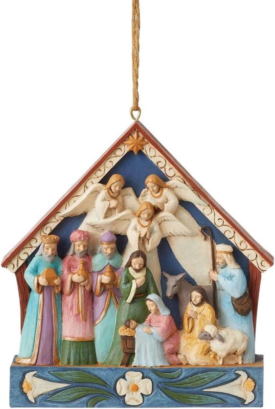 im Shore Nativity Stable Hanging Ornament, 3.87in H, Stone Resin