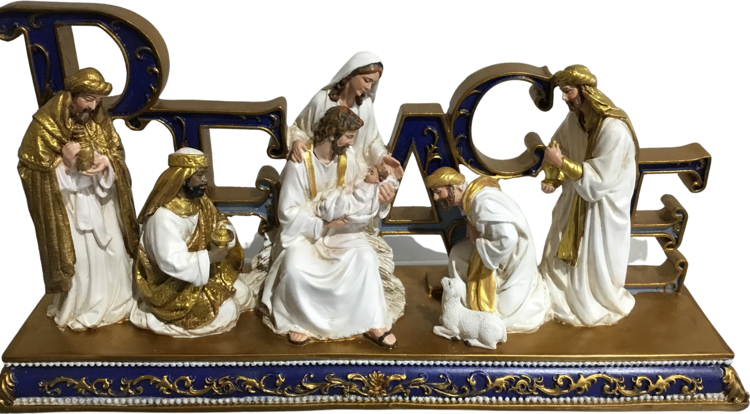 Peace Nativity Blue Statue 5.75&quot;