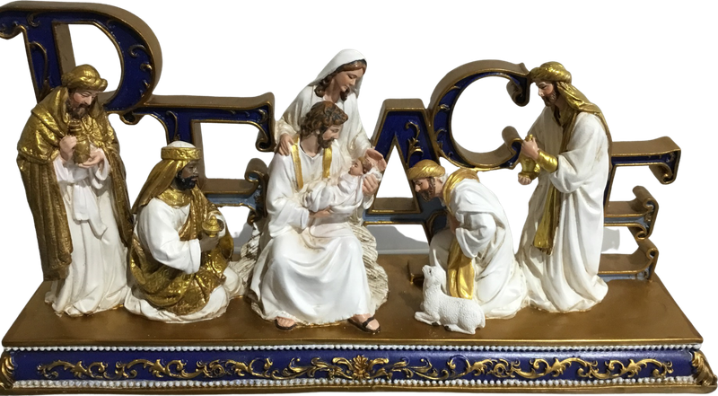 Peace Nativity Blue Statue 5.75&quot;