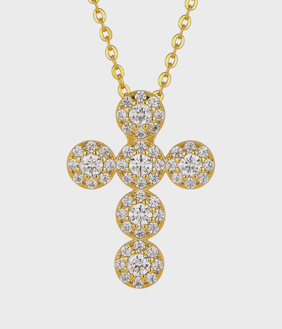 AVE HOPE MEDIUM CRYSTAL CROSS NECKLACE, Colour: GOLD