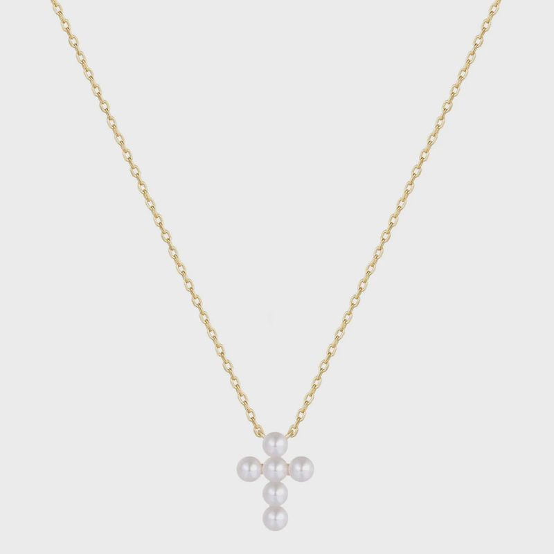 AVE TARA PEARL CROSS NECKLACE