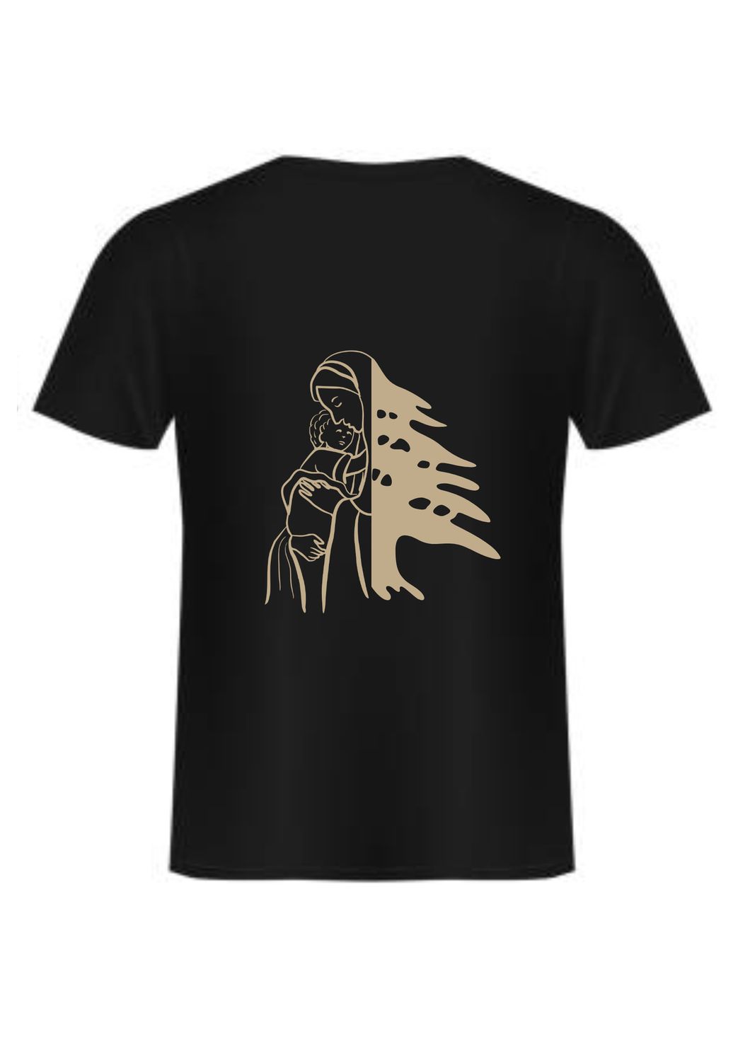 Cedar with Mary and Baby Jesus T-Shirt, Colour: Black, Size: XS