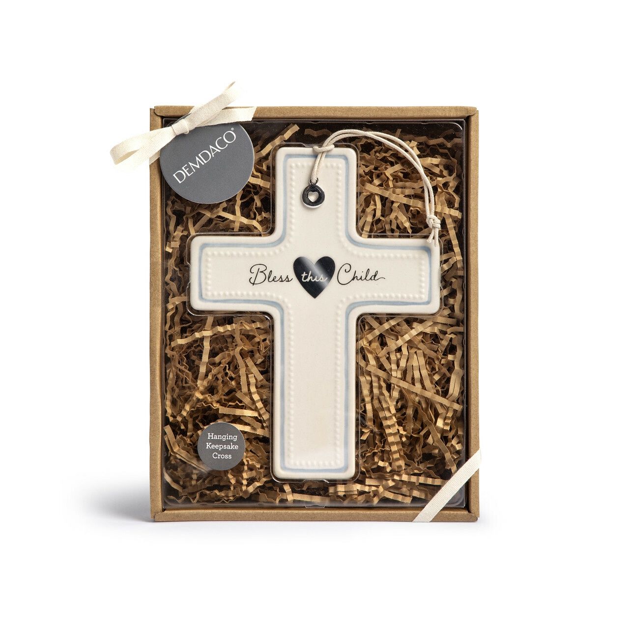 19cm/7.5&quot; Bless This Child Wall Cross, Colour: Blue