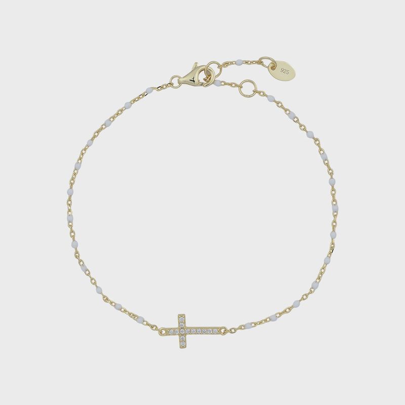 Zara Pearl Side Cross Chain Bracelet