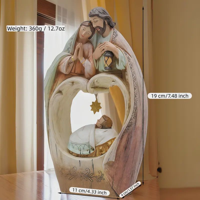 19cm Resin Nativity Heart Sculpture