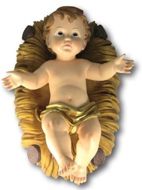 Resin Baby Jesus with Cradle, Size: 11cm