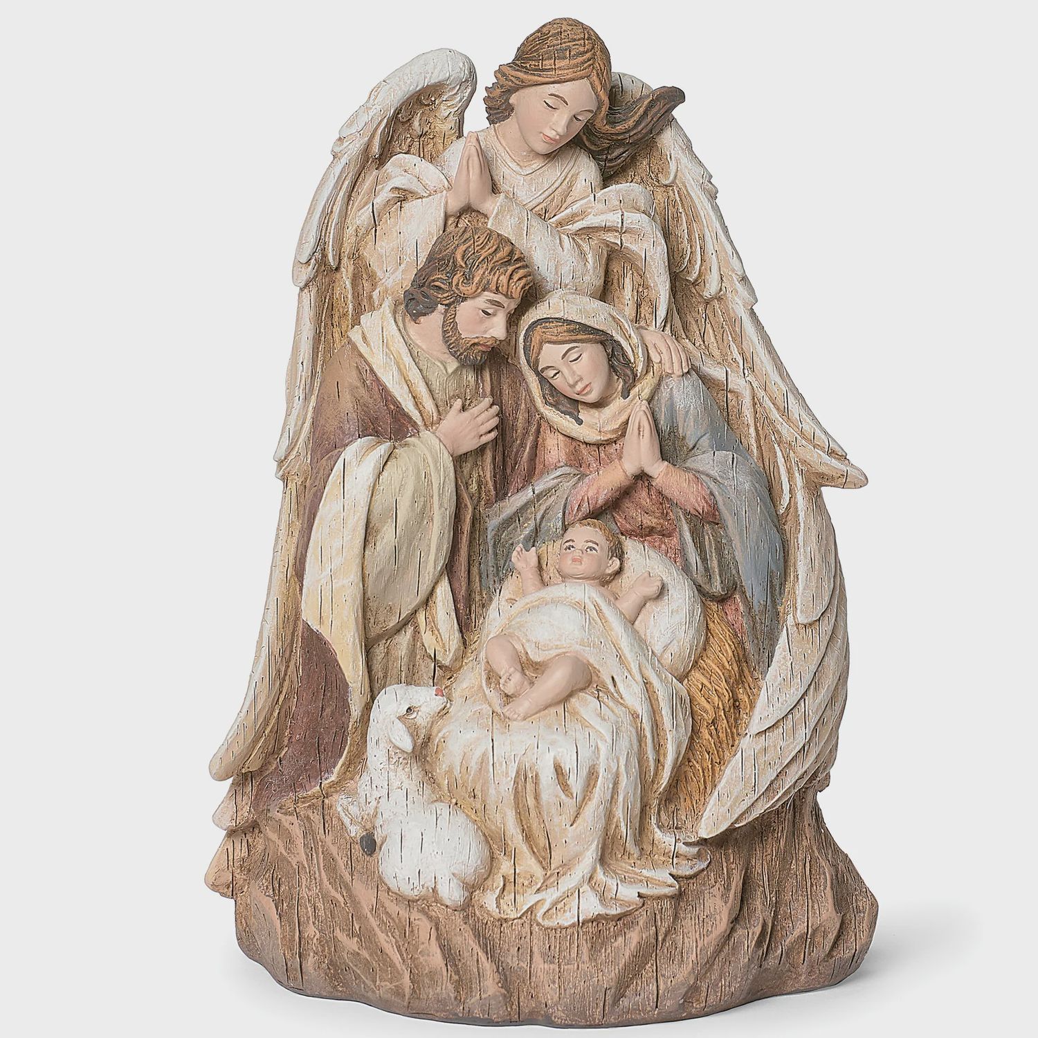 Faux Wood Holy Family  Nativity
