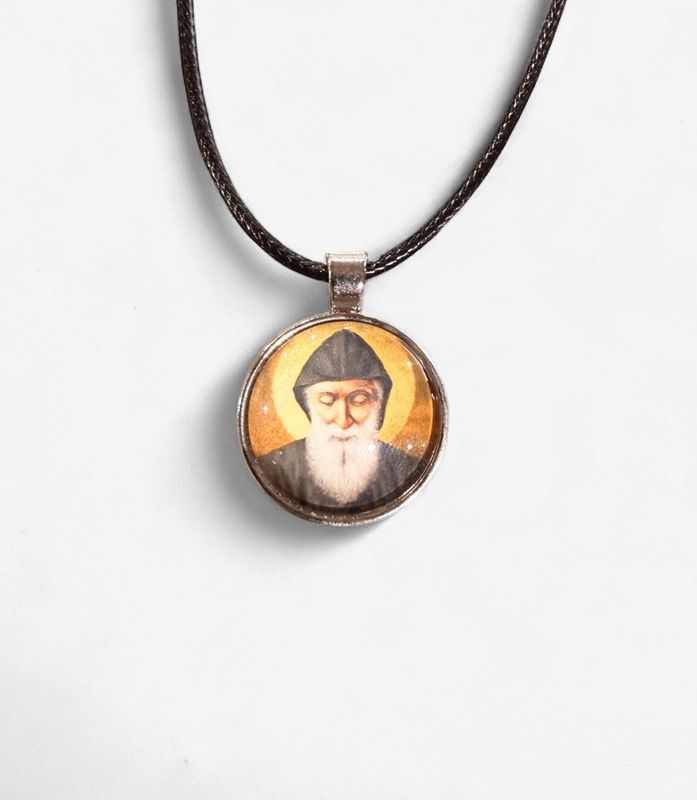 Saint Charbel Necklace Glass Dome Jewelry