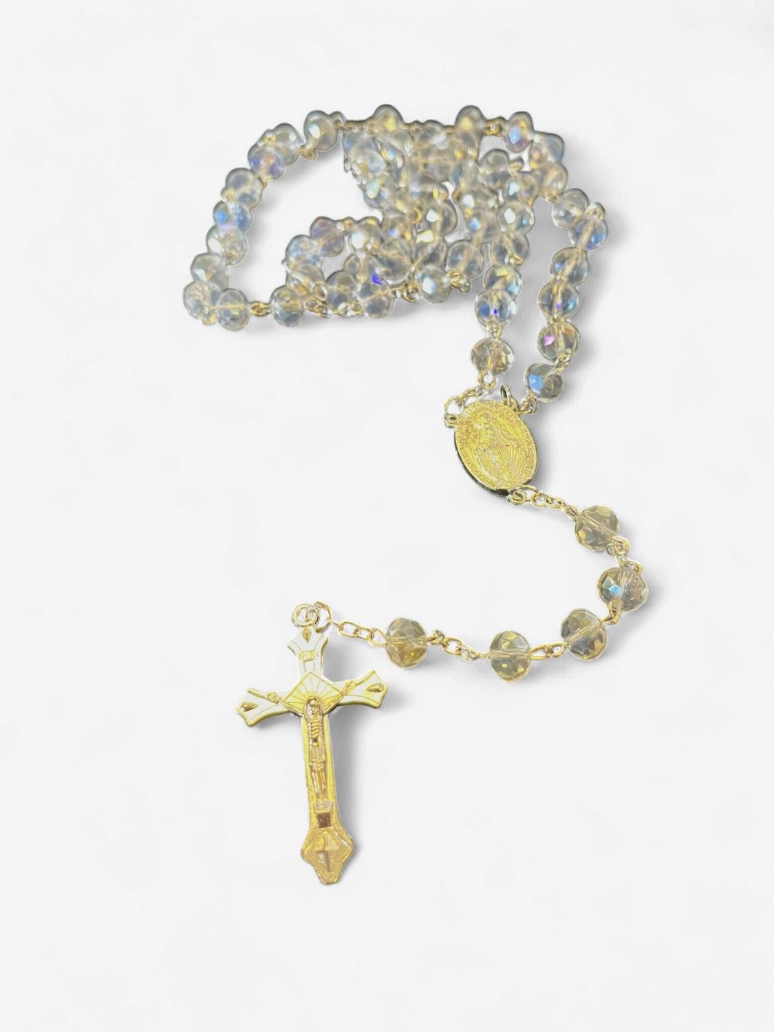 Rosary Large Crystal Bead, Colour: Silver/Clear