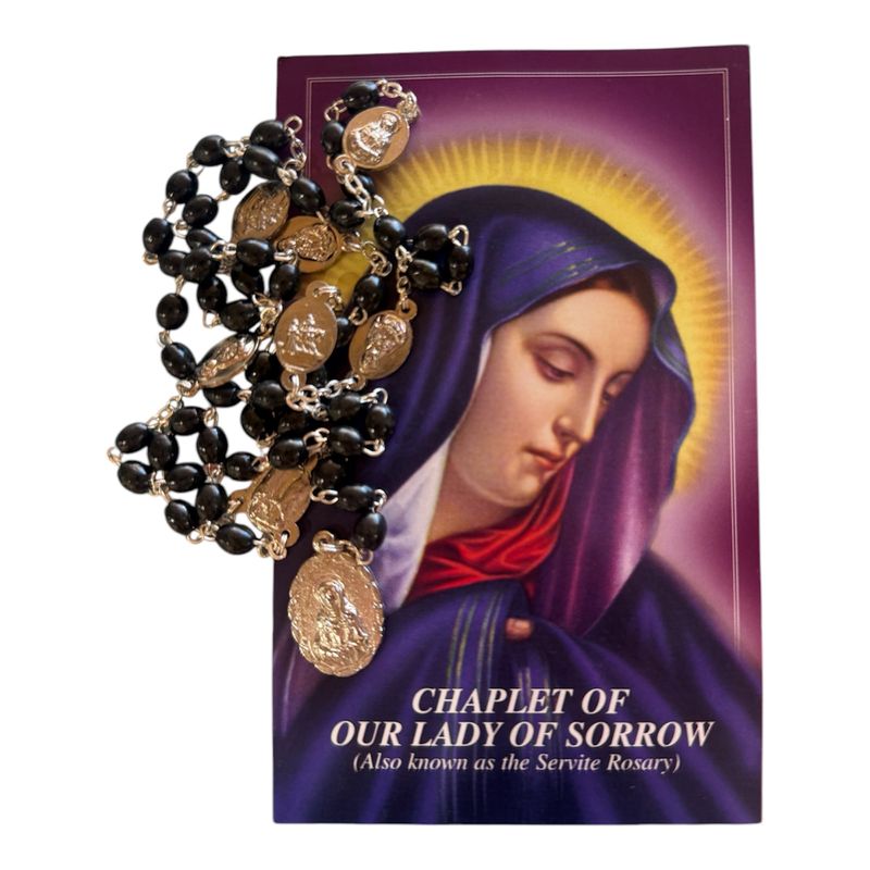 Rosary Chaplet Our Lady of Sorrow Black/Brown - 5mm Beads