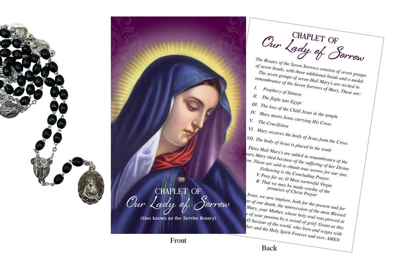 Rosary Chaplet Our Lady of Sorrow Black/Brown - 5mm Beads