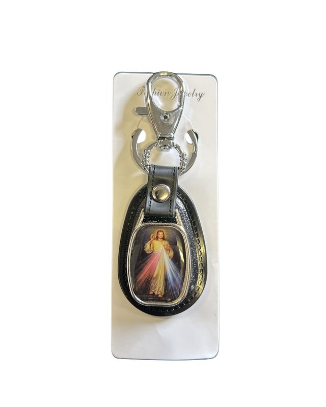 Metal Key Ring  Leather Back