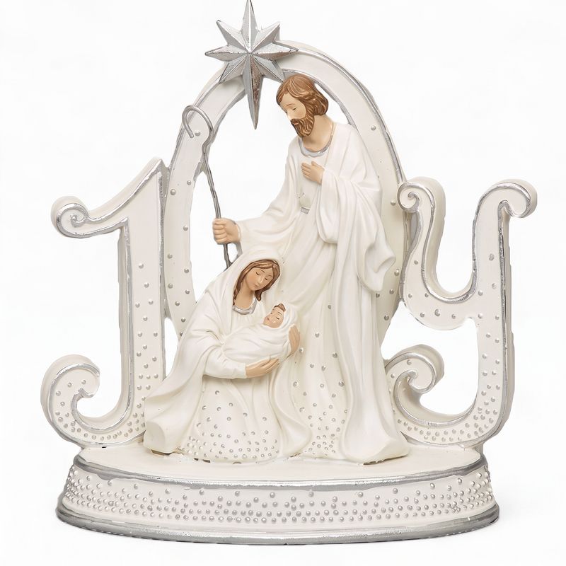 20cm/8" Joy Holy Family With Silver Accents