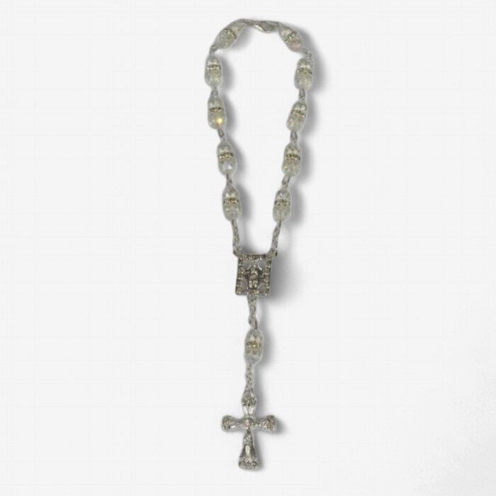 Crystal Car Rosary, Colour: Clear Silver