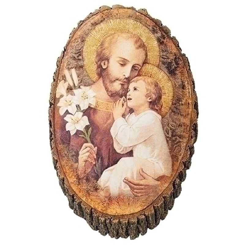 Roman JS Religious Gifts - 12.25" St Joseph &amp; Child Wood Plaque