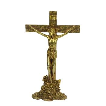 14" Cross on Stand, Colour: Gold