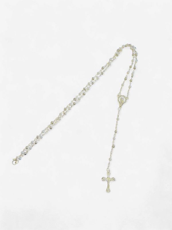 Small Clear Rosary with Gold Charm