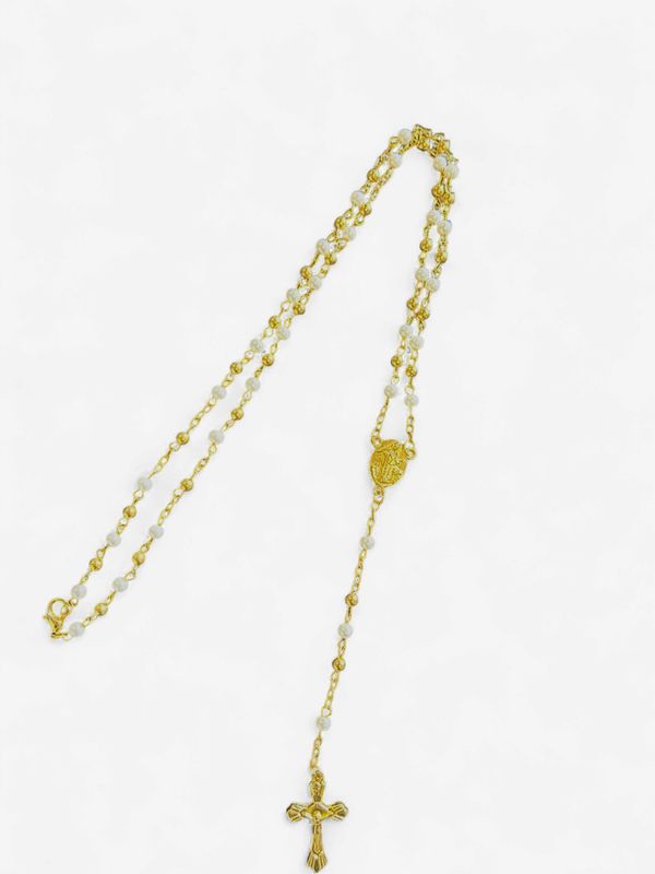 Small Clear Rosary with Gold Charm