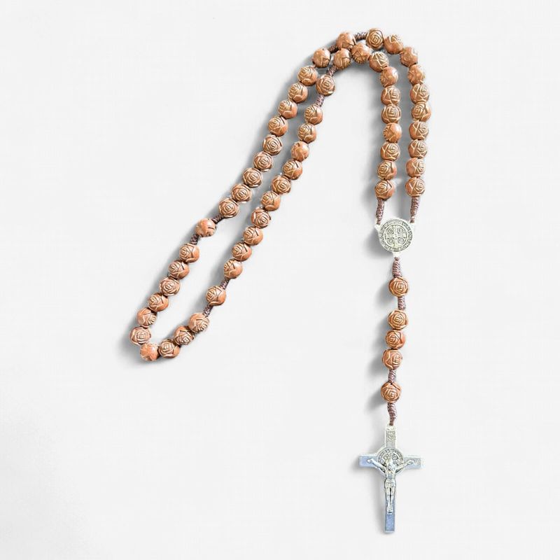 Rosary St Benedict 43 cm Rose Brown