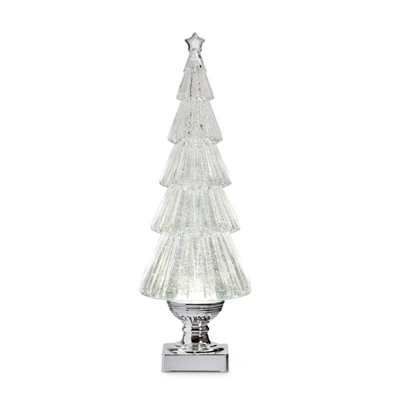 16" Lighted Flat Tree with Swirling Glitter