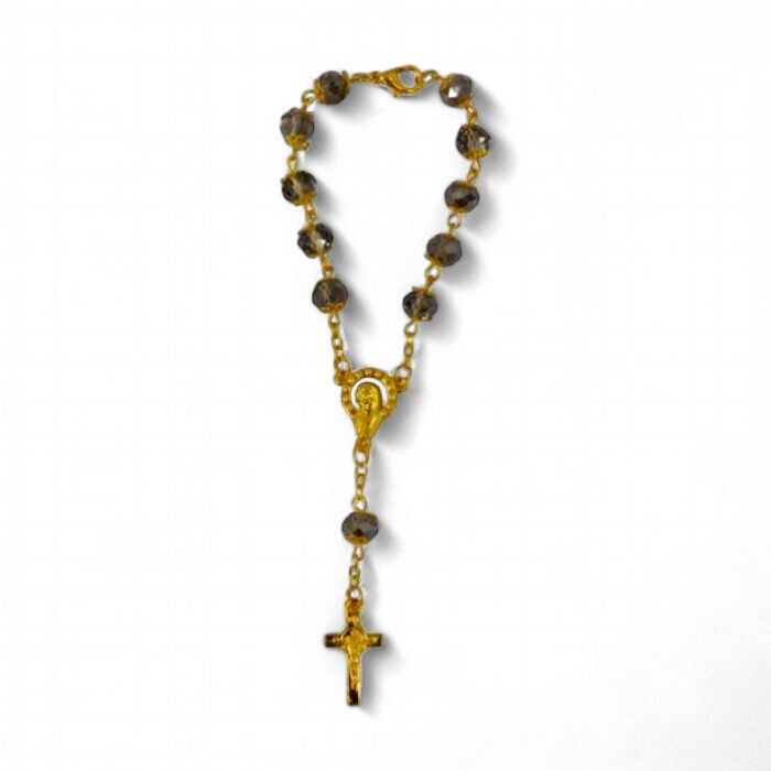 Crystal Hand Chain/Car Rosary, Colour: Gold/Grey