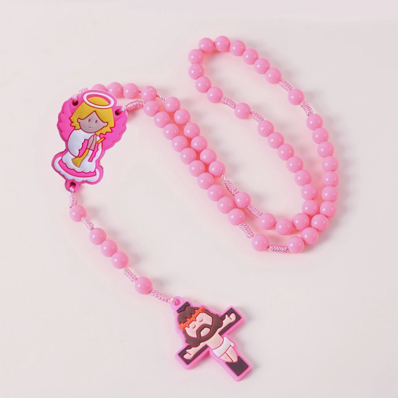 Handmade Colourful Beaded Children Rosary, Colour: Pink