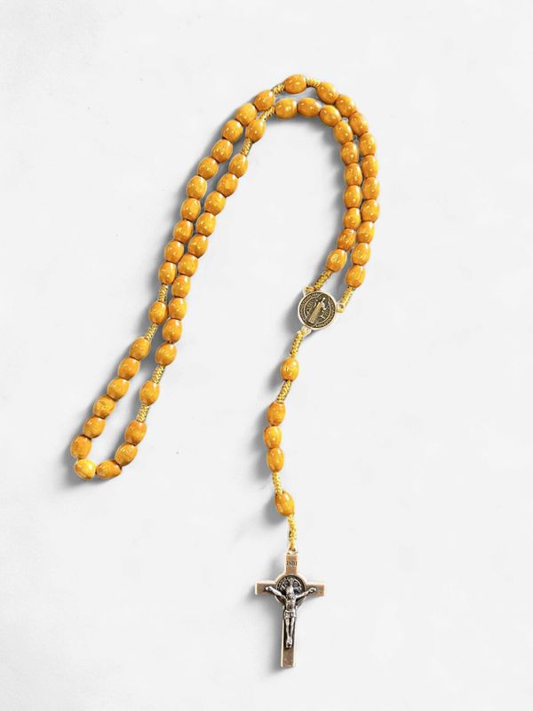 Brown wood rosaries with St Benedict’s Crucifix (48 CM)