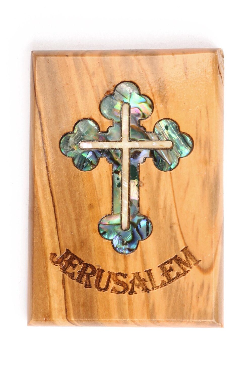 Olive Wood Mother of Pearl Cross magnet