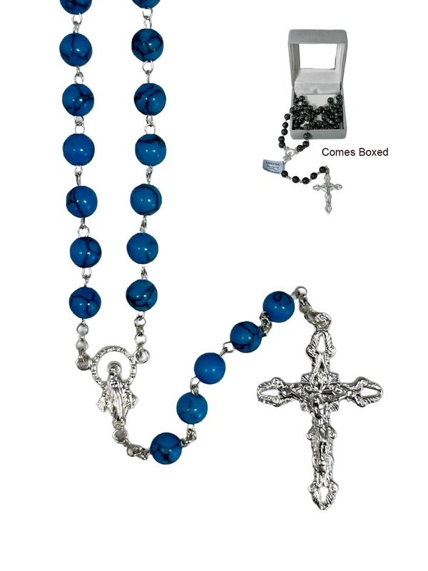 Genuine Agate Rosary Sterling Silver Chain
