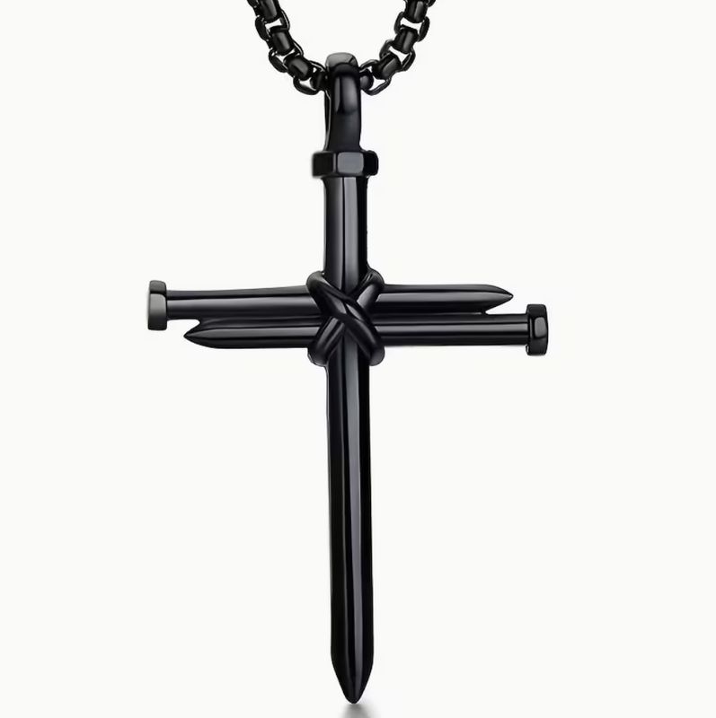 Stainless Steel Crown of Thorns Cross Necklace
