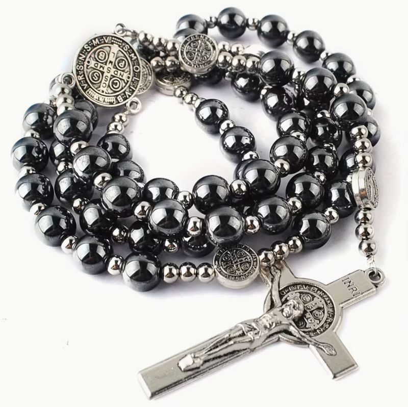Obsidian St. Benedict Rosary