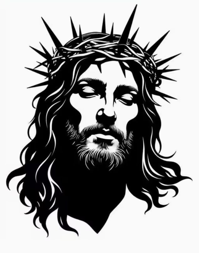 Vechile Stickers, Colour &amp; Style: Christ with a Crown of Thorns | Black |17.4 cm