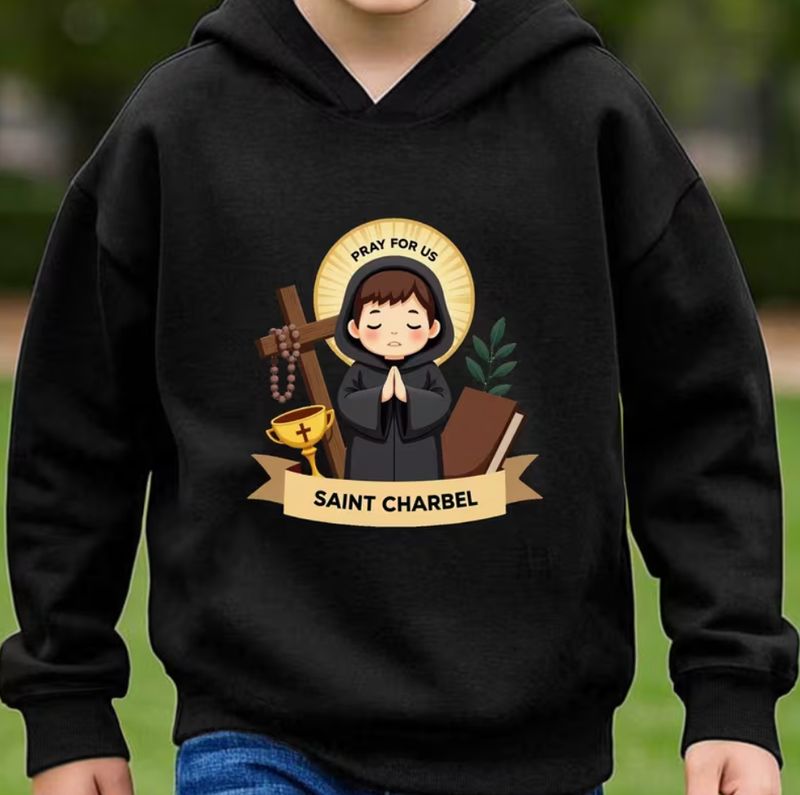 St Charbel Pray for Us Kids Hoodie (5-6 Years)
