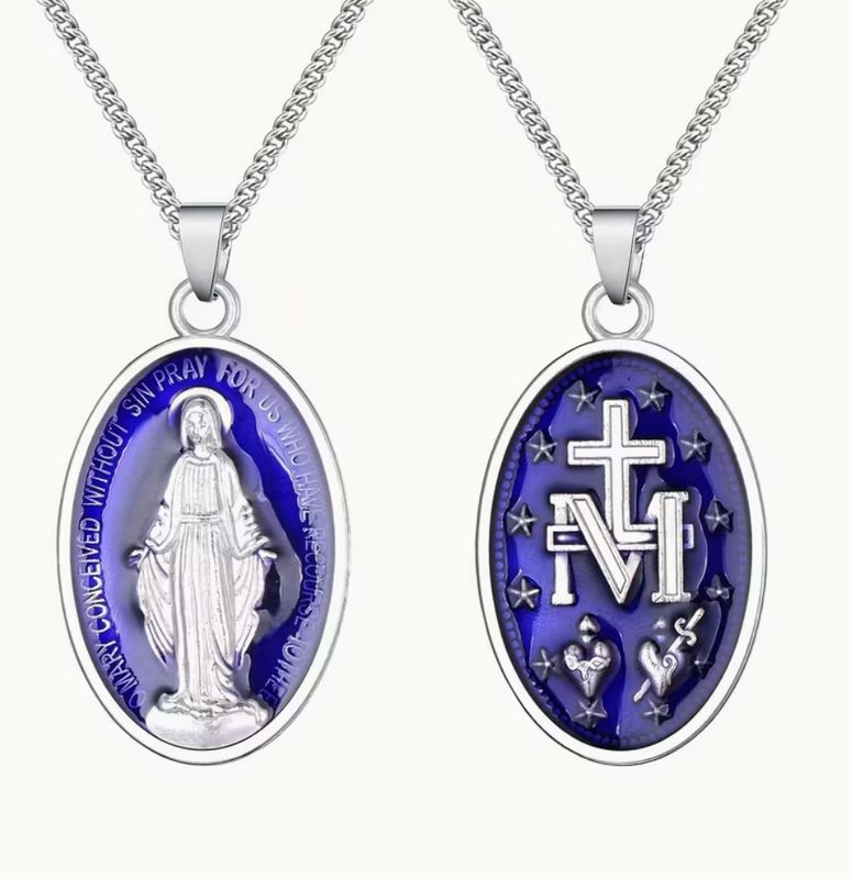 Blue Oil-Dripped Miraculous Medals