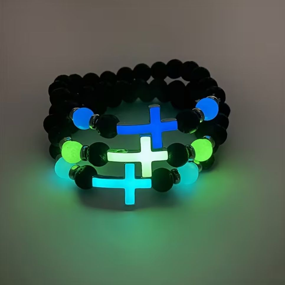 Glow-In-The-Dark Cross Bracelet