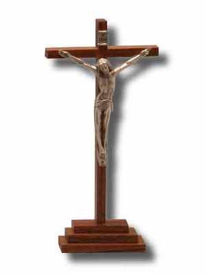 Standing Crucifix Wood and Metal 230 x 110mm