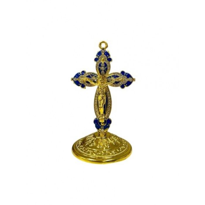 5.5cm Crucifix, Colour: Blue/Gold