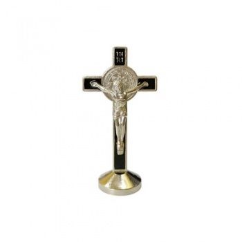 8 cm Metal Crucifix, Colour: Silver/Black